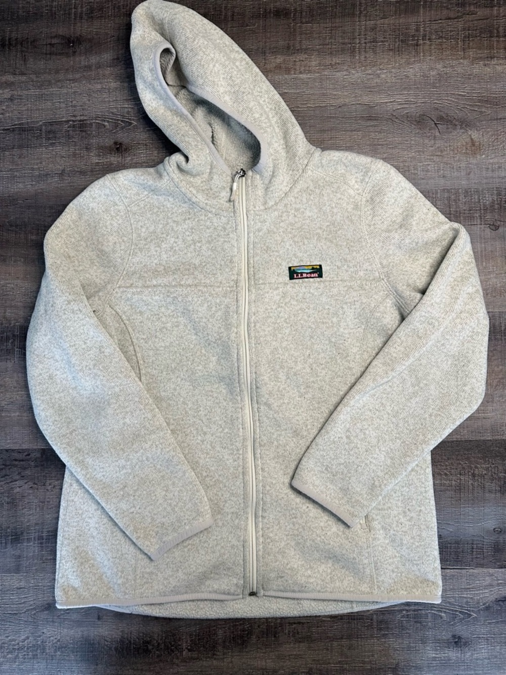 Durable L.L. Bean Light Gray Full-Zip Hooded Polyester Jacket Women’s Large - Picture 15 of 17